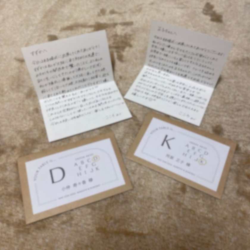 挙式で渡して、披露宴開始まで活用♡エスコートカードとスイッチングレターを兼用にすると便利そう🏷️にて紹介している画像