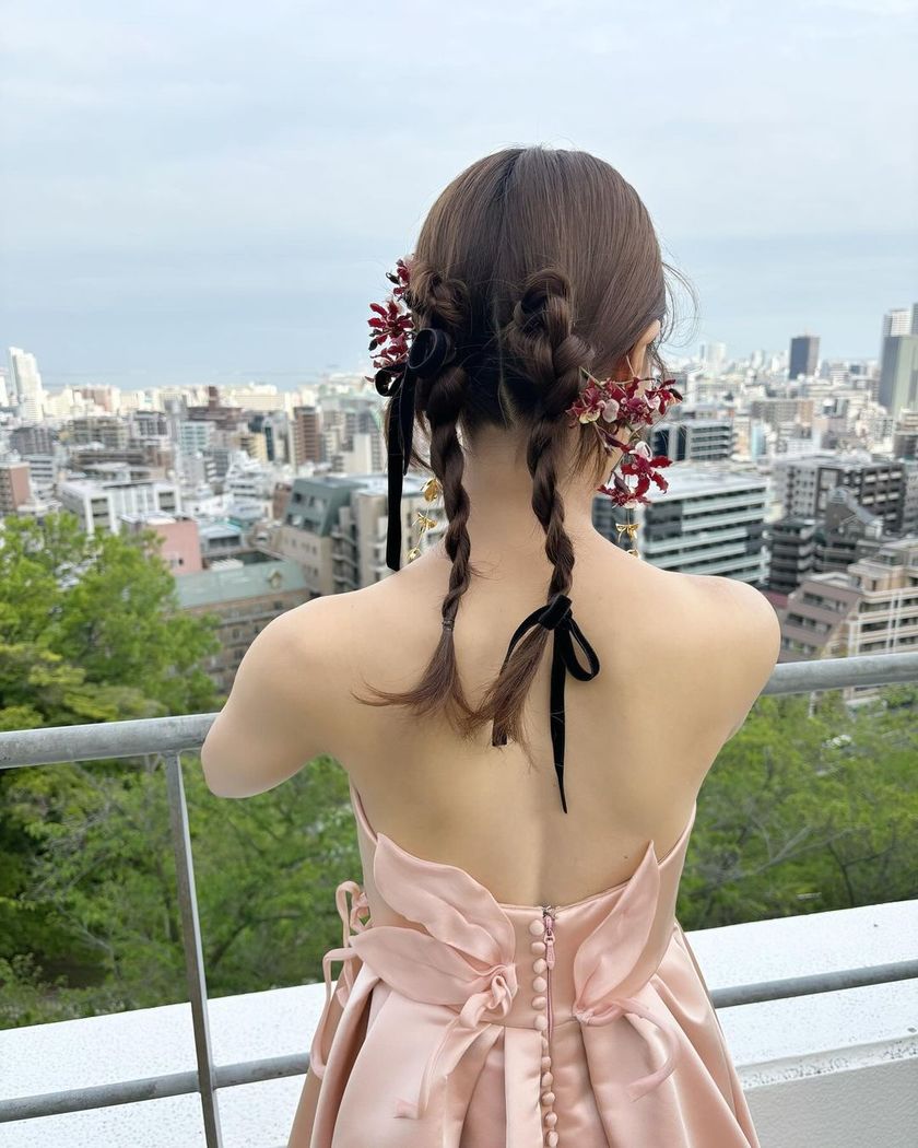 2024 Trend Hair ♡ 19 Cute Bridal Hair Arrangements of "Ribbon Hair" 🎀にて紹介している画像