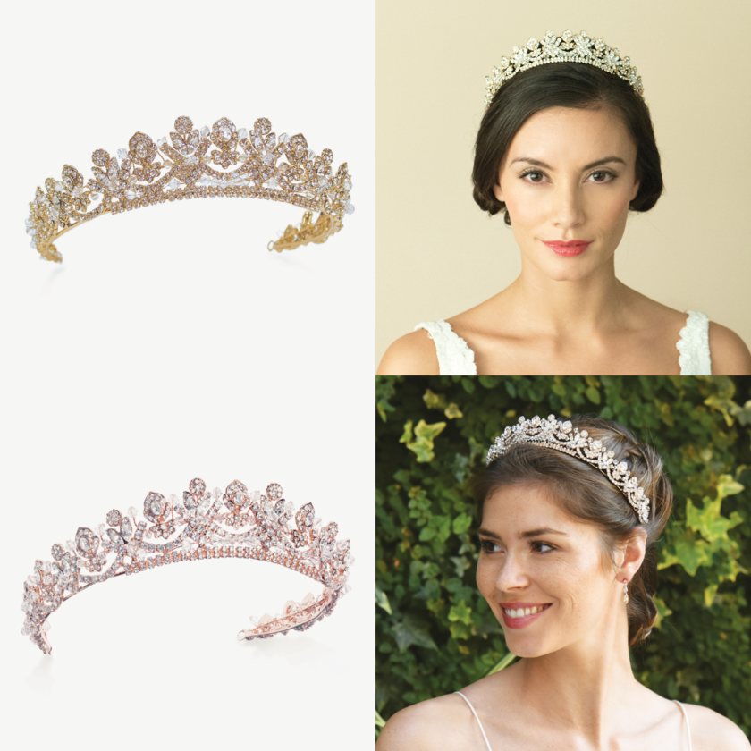 どんな顔の形でも似合う万能ティアラ♡Ivory&Coの［アレクサンドラ］を着用のリアル花嫁コーデ集にて紹介している画像