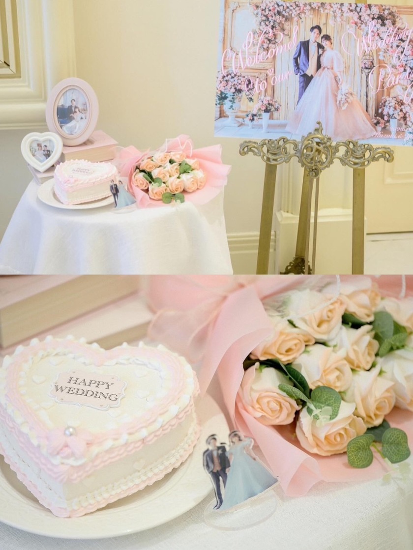 9 Examples of Creative Ways to Decorate Your Welcome Space with Bride and Groom Acrylic Stands 💕✅にて紹介している画像