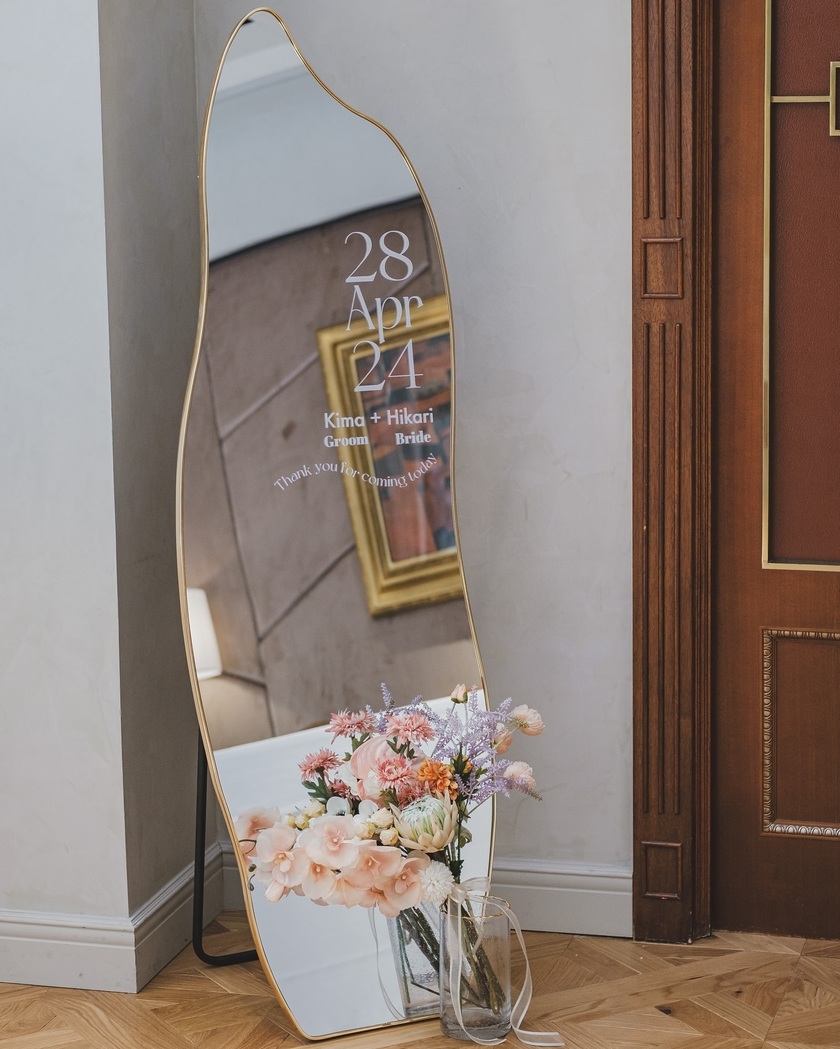 ウエディング ミラー ウェルカムスペース ウェルカムミラー welcome mirror ⸜❤︎⸝ 会場の装飾はたくさん悩んだけど