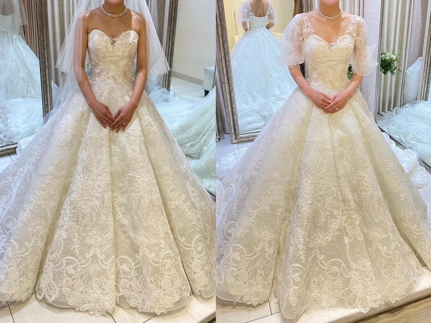 韓国ドレス好きにおすすめ🤍ヴィクトリアフランセスカHLD-00066着用のリアル花嫁さん特集にて紹介している画像