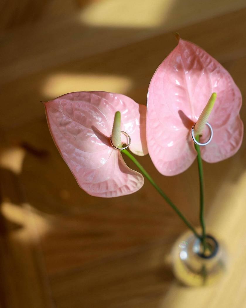 What Color to Choose? Fresh Flowers or Artificial Flowers? 9 Real Photos of Brides on Their Big Day with Anthurium Ring Pillowsにて紹介している画像