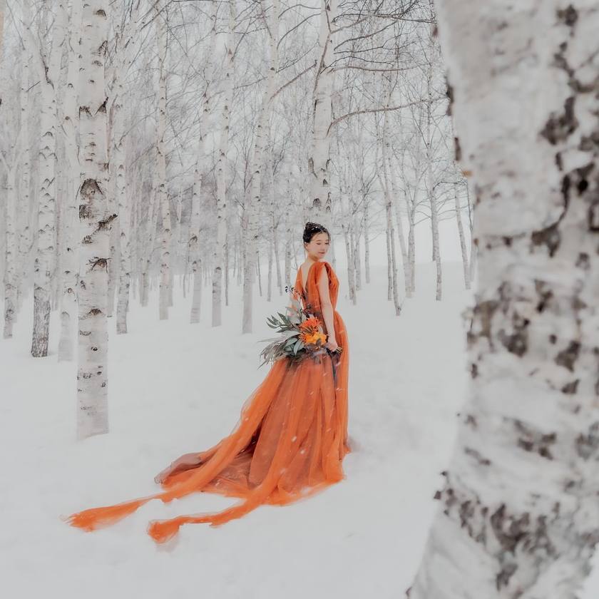 Silver World: A Collection of Sample Wedding Photos Captured in the Snowy Landscapes of the Northern Country ❄️⛄にて紹介している画像