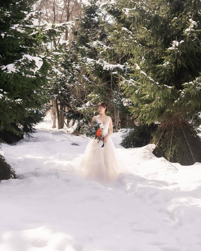Silver World: A Collection of Sample Wedding Photos Captured in the Snowy Landscapes of the Northern Country ❄️⛄にて紹介している画像
