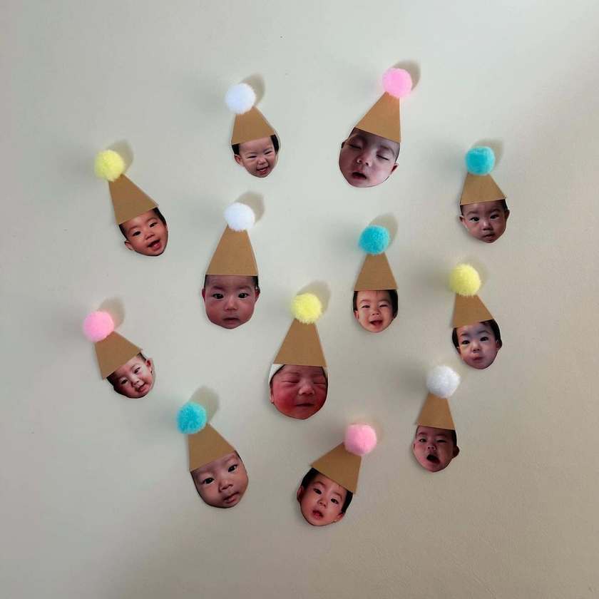 お顔を切り抜いて、ケーキにオン🎂お顔で作るケーキトッパー［ピックケーキ］をやってみたい♡にて紹介している画像