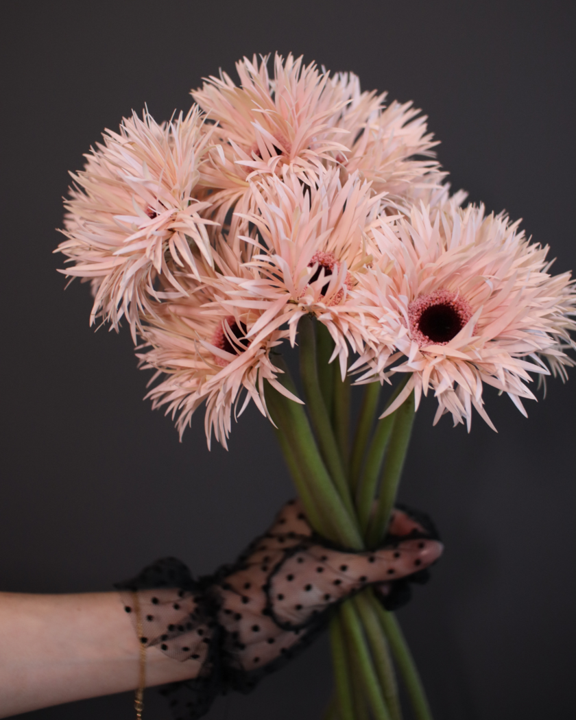 ブライダルヘアにも、ブーケにも、装花にも♡ガーベラを使ったウェディングコーディネートが可愛い🌼にて紹介している画像