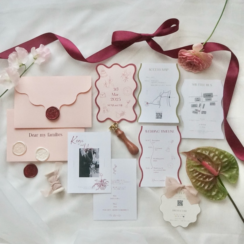 これが手作りなんてすごすぎ♡リアル花嫁さん作・感動レベルで可愛い結婚式招待状DIYお手本集💌にて紹介している画像