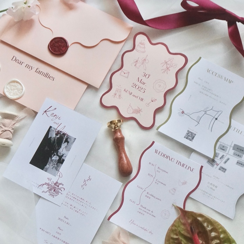 これが手作りなんてすごすぎ♡リアル花嫁さん作・感動レベルで可愛い結婚式招待状DIYお手本集💌にて紹介している画像