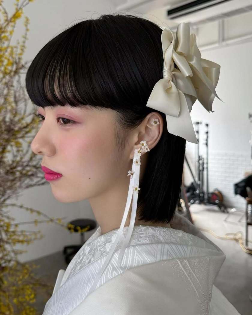 ヘアメイクアーティストhiroさんが手掛ける♡お手本にしたい【リボンヘア】wedding style⑫選にて紹介している画像