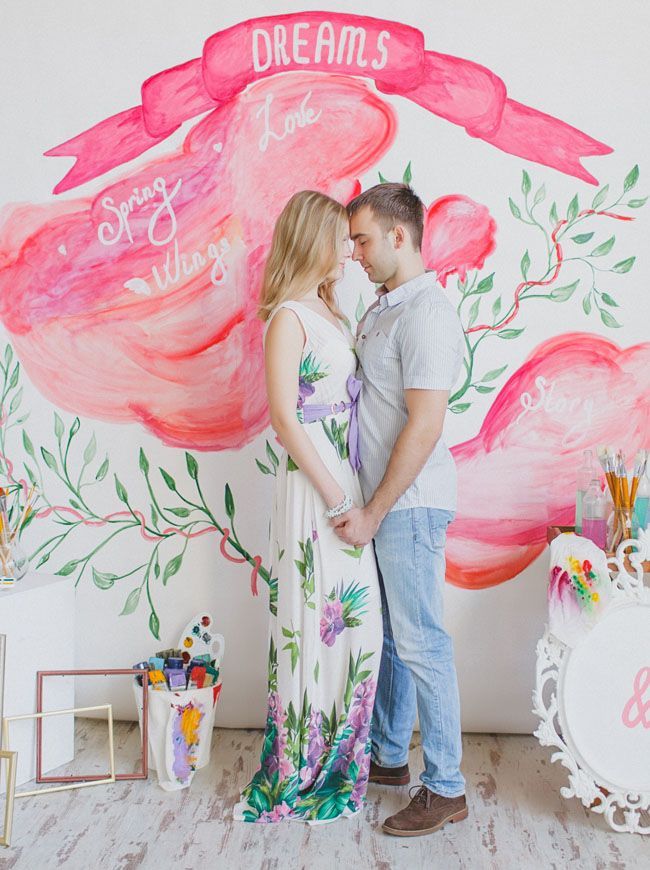 【水彩画でフォトブース！？】話題の水彩で一気にお洒落なウェディングフォト＊にて紹介している画像