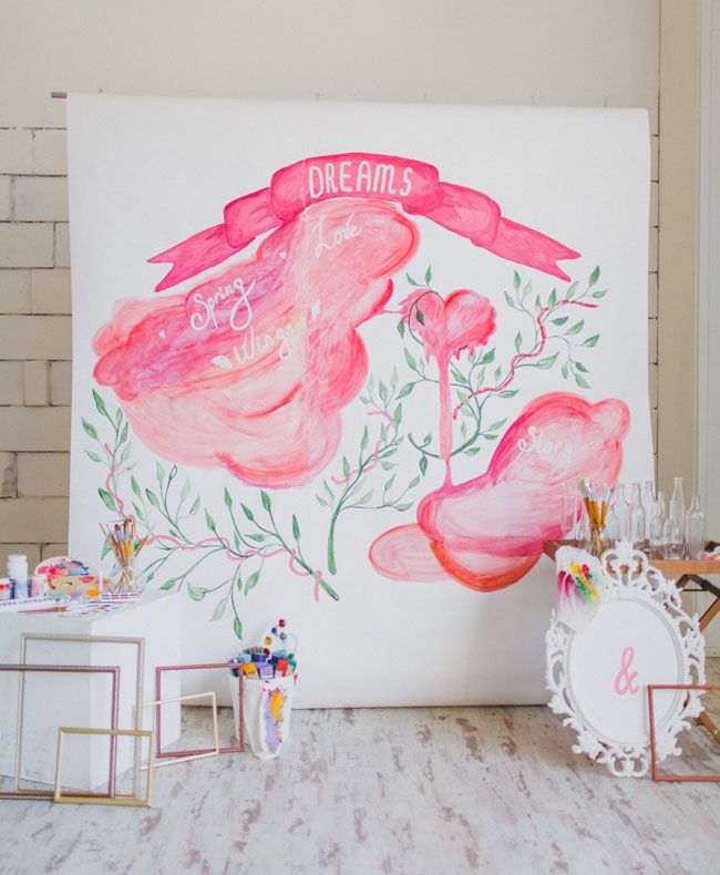 【水彩画でフォトブース！？】話題の水彩で一気にお洒落なウェディングフォト＊にて紹介している画像