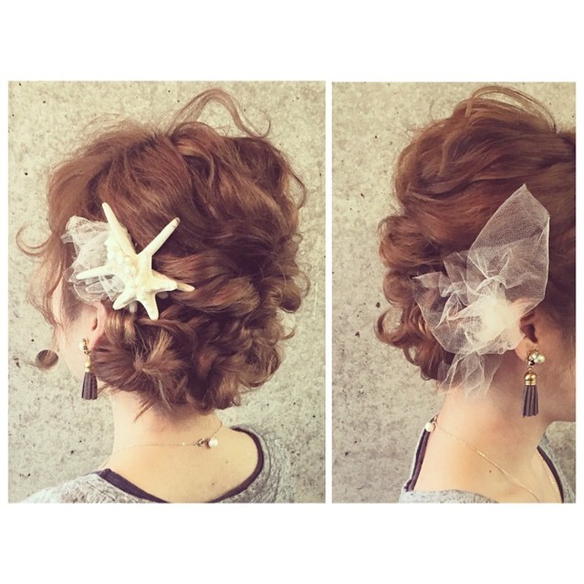 一目惚れ♡美容師のマリさんの、リボンやお花を使ったお呼ばれヘアが可愛い！にて紹介している画像