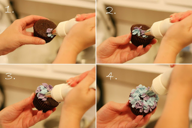 梅雨にぴったり♡本物みたいなあじさいカップケーキ＊にて紹介している画像