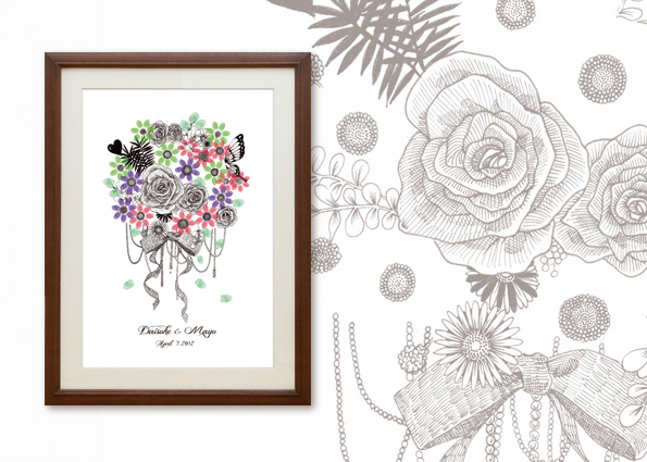 しるしあう、ひとつのしるし＊ゲストみんなで作る『Marca』の指紋ウェルカムボードが可愛い♡にて紹介している画像