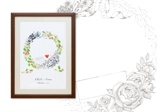 しるしあう、ひとつのしるし＊ゲストみんなで作る『Marca』の指紋ウェルカムボードが可愛い♡にて紹介している画像