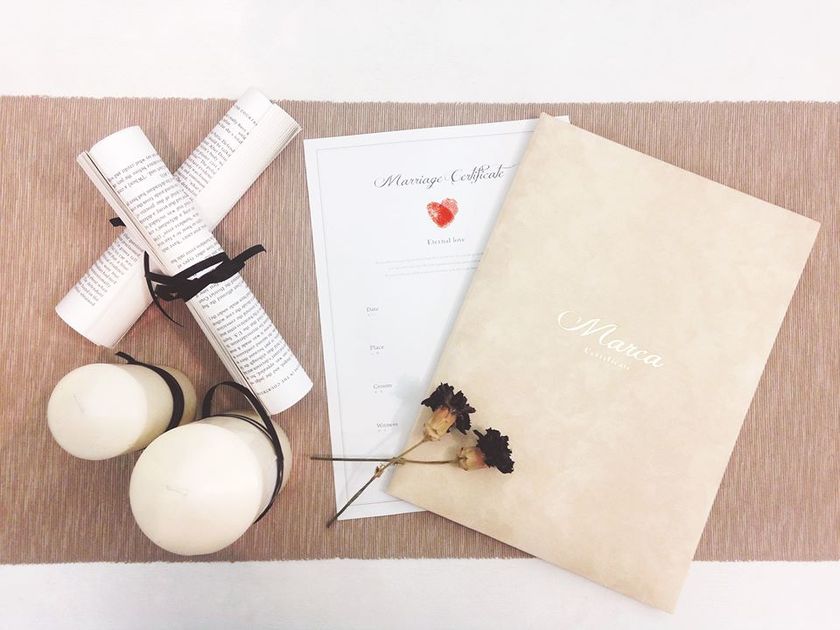 しるしあう、ひとつのしるし＊ゲストみんなで作る『Marca』の指紋ウェルカムボードが可愛い♡にて紹介している画像