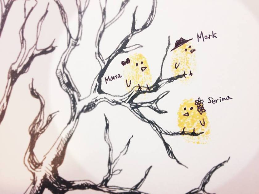 しるしあう、ひとつのしるし＊ゲストみんなで作る『Marca』の指紋ウェルカムボードが可愛い♡にて紹介している画像