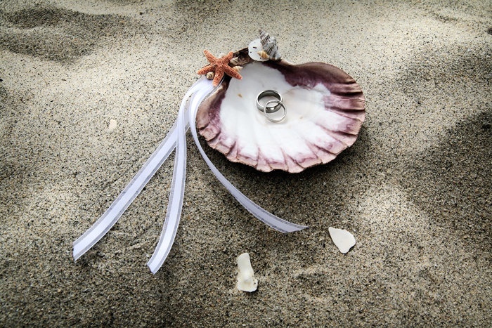 Mermaid-Inspired Shell Ring Pillows for a Dreamy Beach Wedding ♥にて紹介している画像