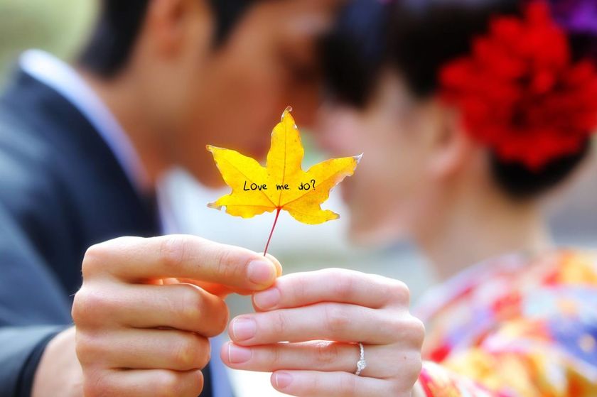 少女漫画みたい♡『おでこコツンポーズ』で大好きな彼とウェディングフォトを残そう♩にて紹介している画像