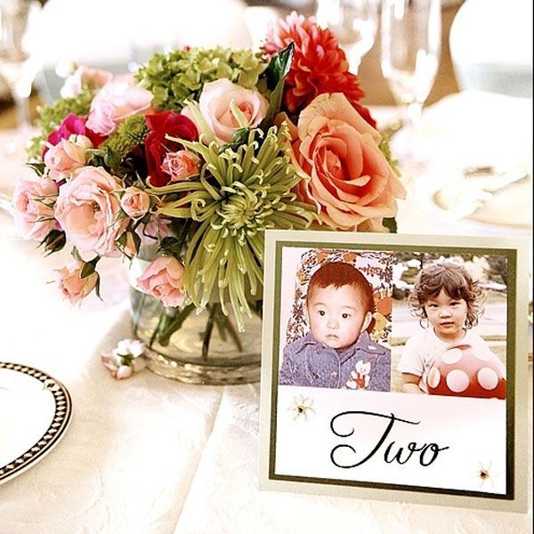Sharing Nostalgia with Guests: A Collection of Table Number Designs Created with Memory Photos and Numbers♡にて紹介している画像